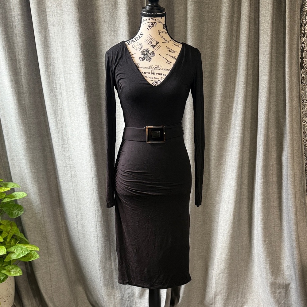 Marciano Black Long Sleeve Dress with Belt
